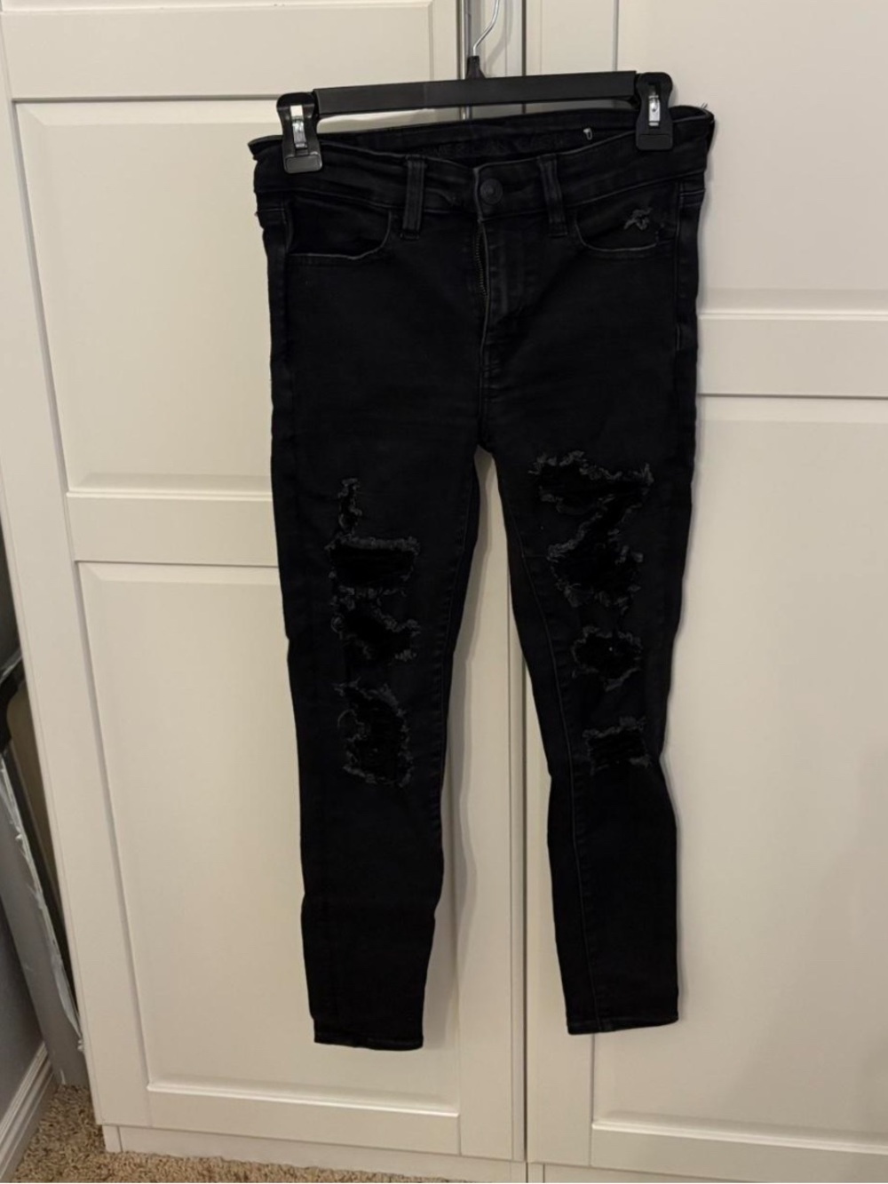 American Eagle Outfitters Black Ripped Skinny Jeans